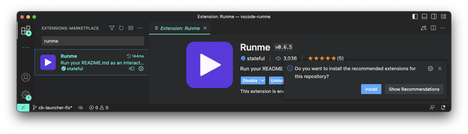 Runme on the VS Code Marketplace