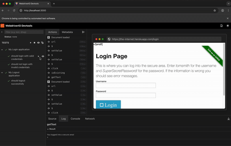 Demonstração de Parar o Executor de Testes
